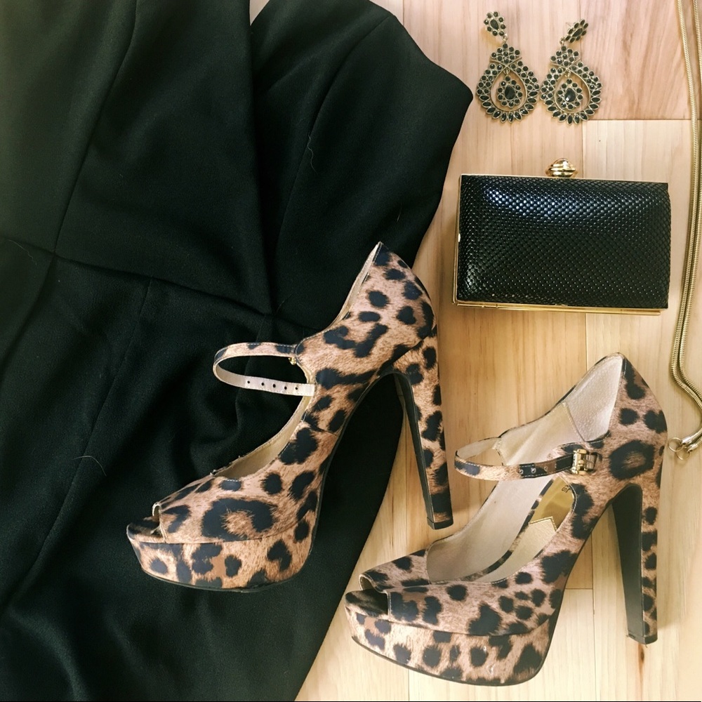 Leopard Print Platform Heels - image 1